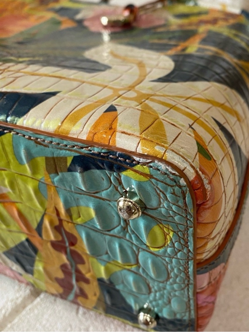 EXOTIC!!🌴BRAHMIN RETRO JUNGLE MELBOURNE (Large) ELAINE SATCHEL (($365 MSRP)) - Picture 8 of 10